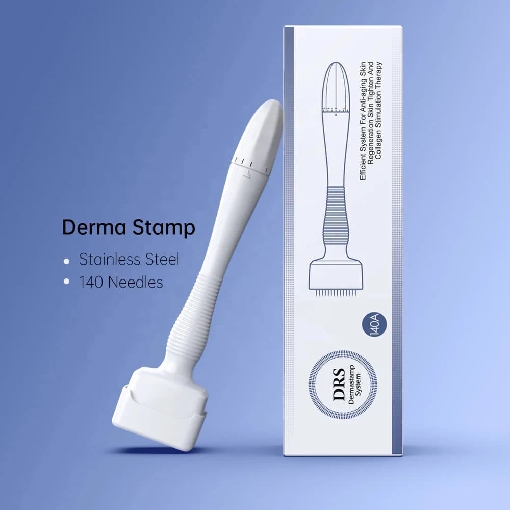 Rouleau Derma Stamp DRS140 à aiguilles réglables pour Microneedling, Massage, Traitement des vergetures, de la perte de cheveux et de la cellulite