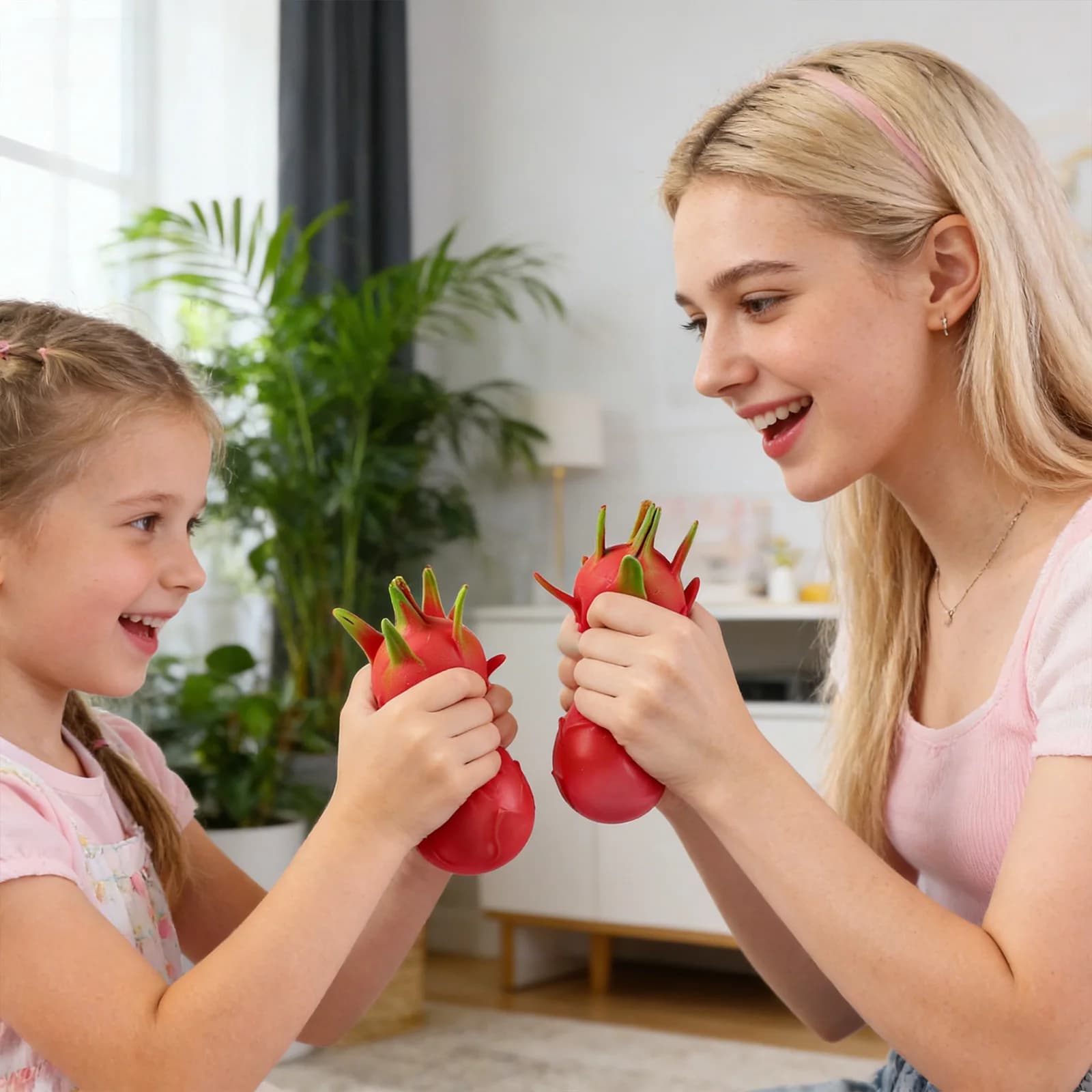 Balle anti-stress amusante en forme de fruit du dragon, jouet sensoriel à presser, cadeau, jouet de simulation alimentaire