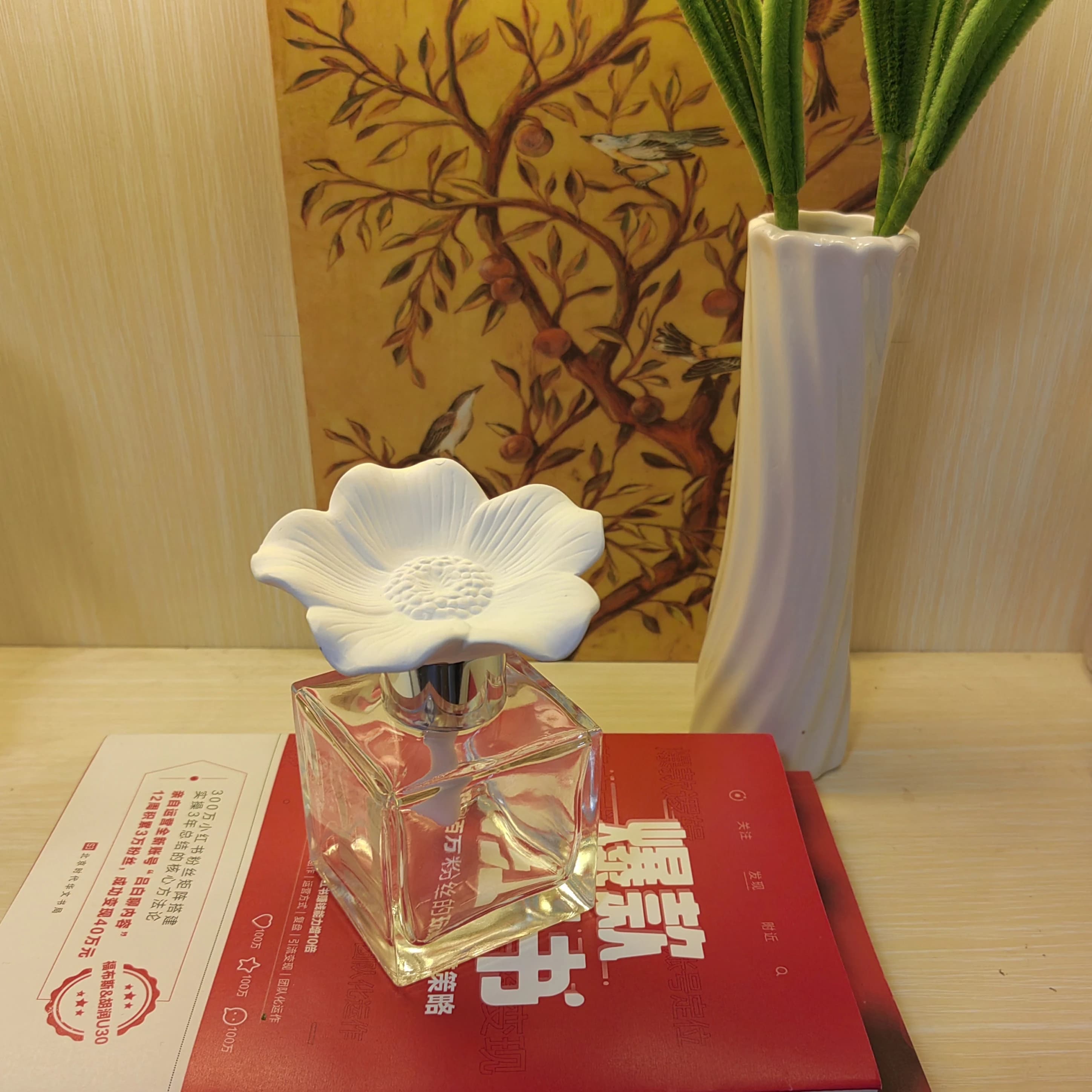 Diffuseur de fleurs en céramique fabriqué à la main, décor de parfum de maison, diffuseur d'aromathérapie pour bureau, chambre à coucher et toilettes