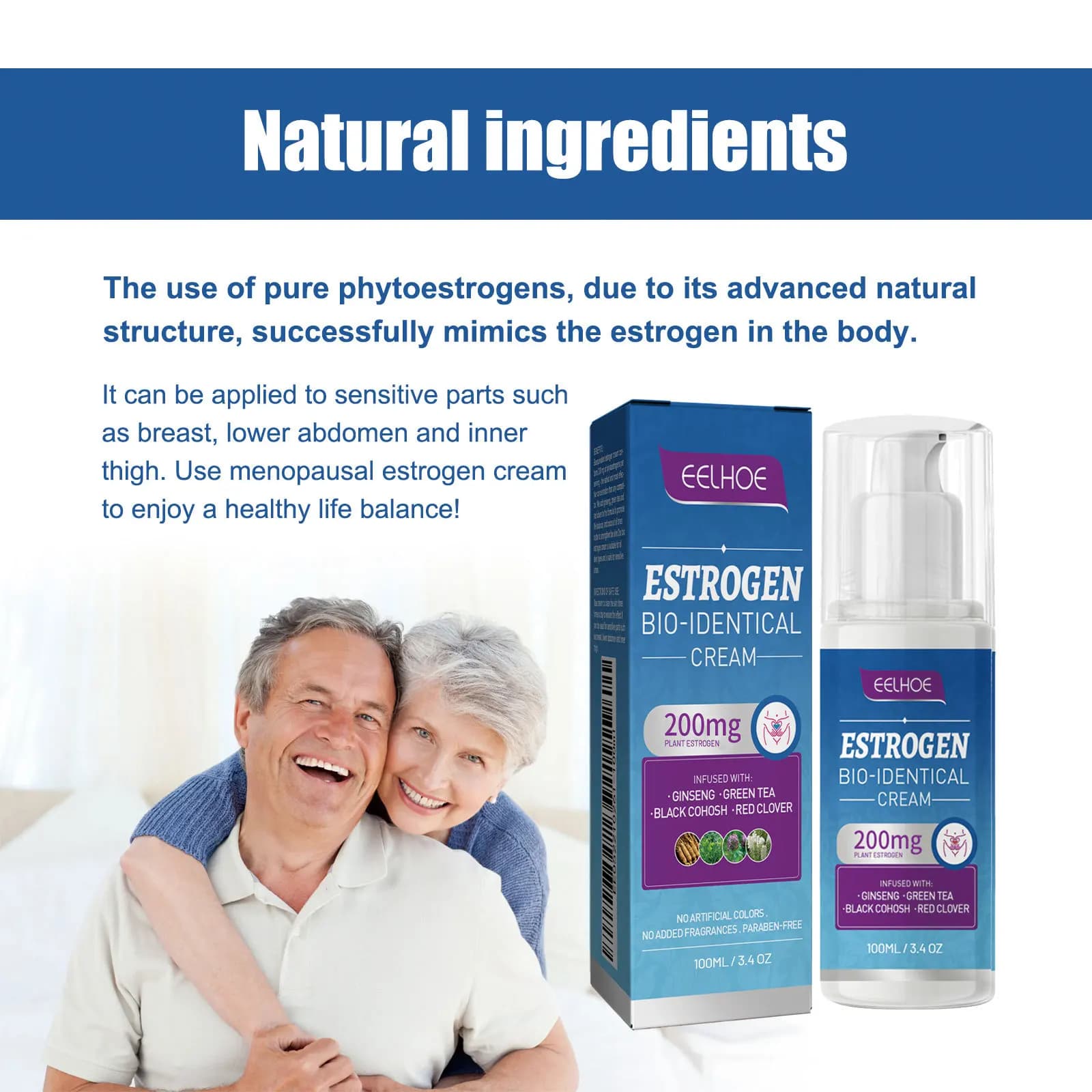 EELHOE crème de progesterone pour ménopause femme âgée d'âge moyen progérones femmes équilibre hormonal ménopause Estrogen crème