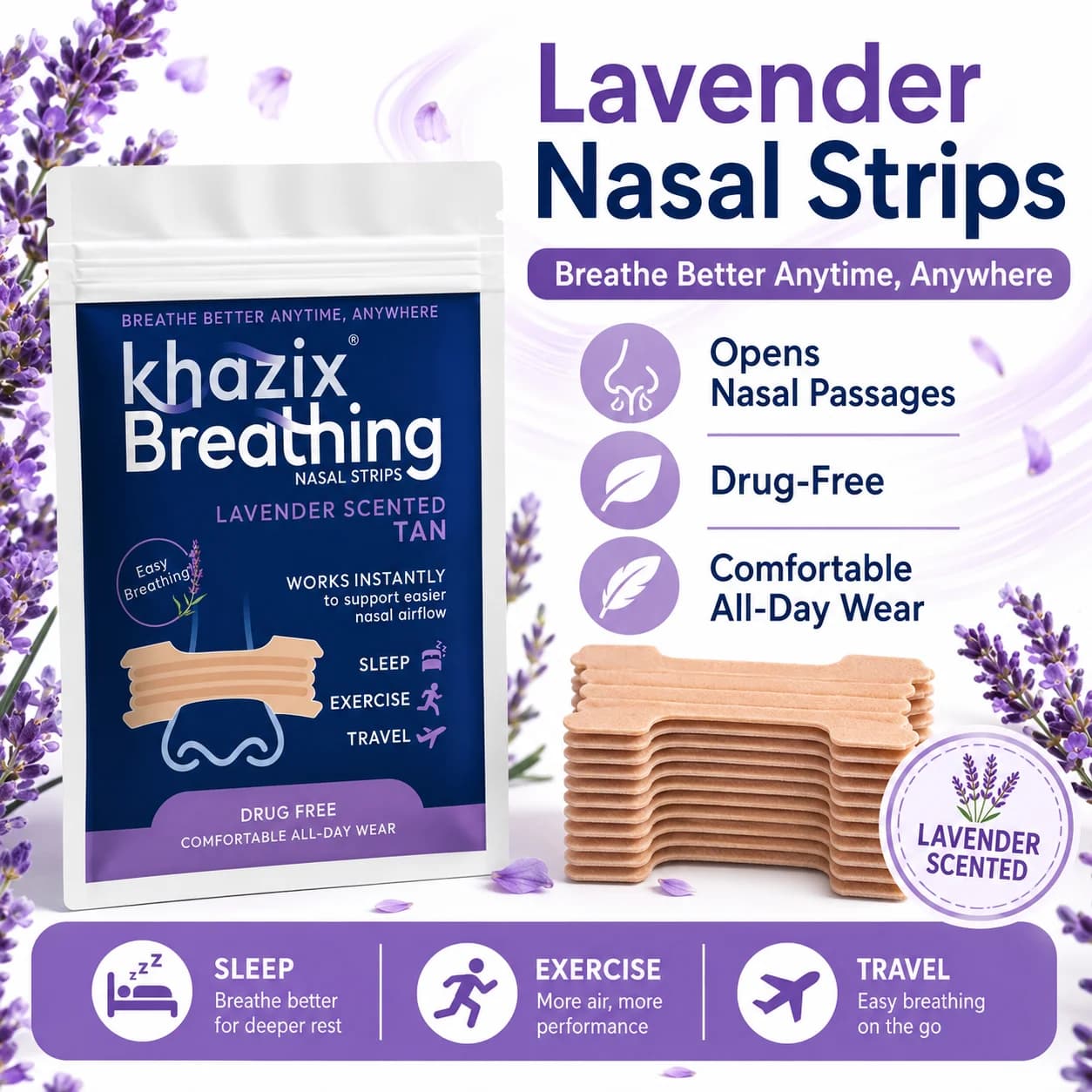 30 Bandes Nasales au Menthol pour une Respiration Facilitée, Bandes Nasales Confortables pour le Sommeil, l'Exercice, les Voyages et l'Usage Quotidien