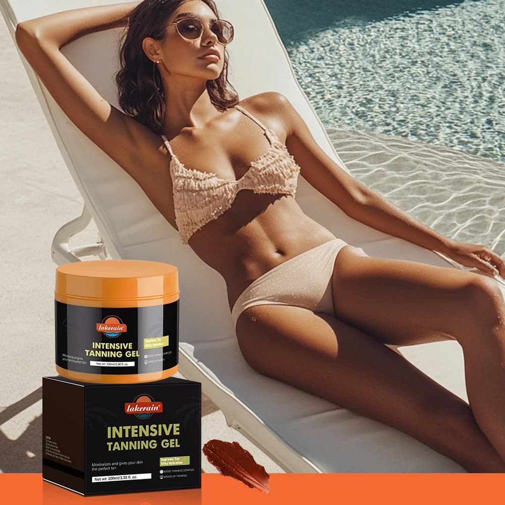 Gel Bronzant Intensif Accélérateur de Bronzage Non Gras Résistant à l'Eau à l'Huile de Coco Hydratant Maquillage Corporel
