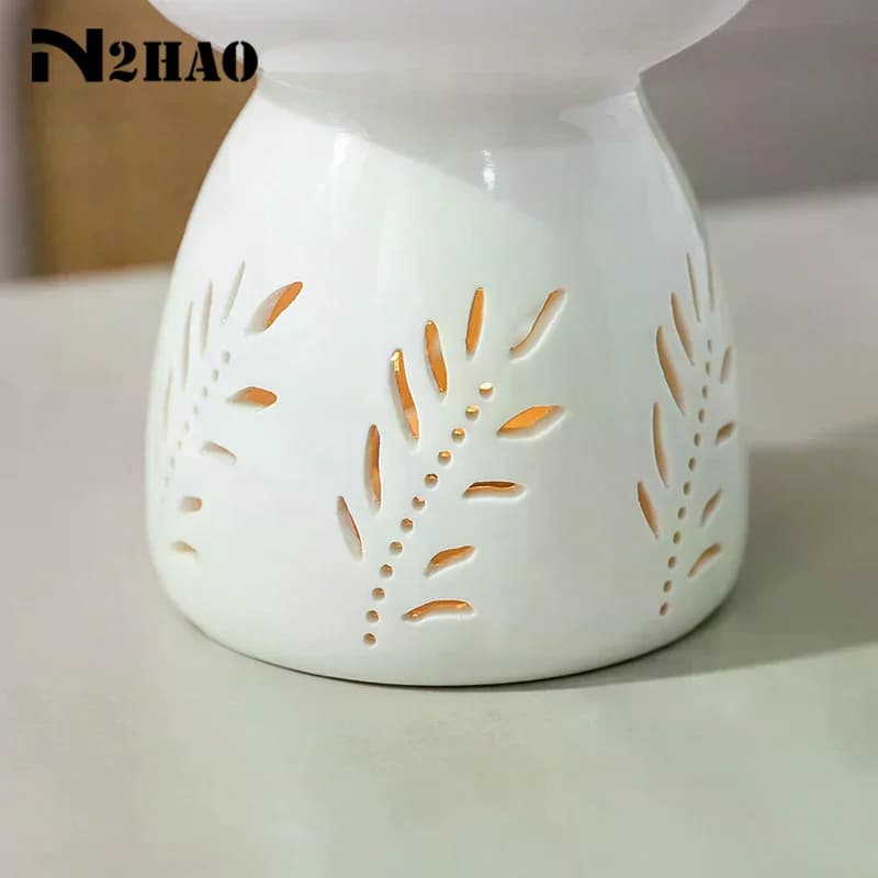 Brûleur d'encens en céramique blanche, bougie d'huile essentielle, diffuseur d'aromathérapie, poêle chauffant creux, décoration de maison du moyen-orient, ornement