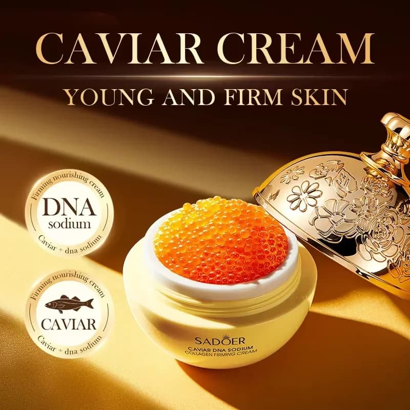 Crème Visage Raffermissante au Caviar Anti-Rides, Collagène Éclaircissant, Hydratation Profonde, Lissante et Illuminatrice – Produits de Soin pour la Peau