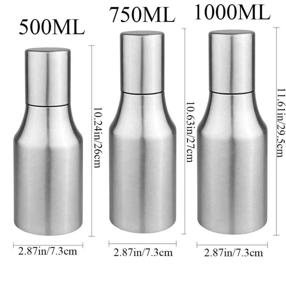 500/750/1000ml acier inoxydable Olive Anti-déversement étanche Portable accessoires de cuisine distributeur d'huile bouteille de stockage bouteille d'huile
