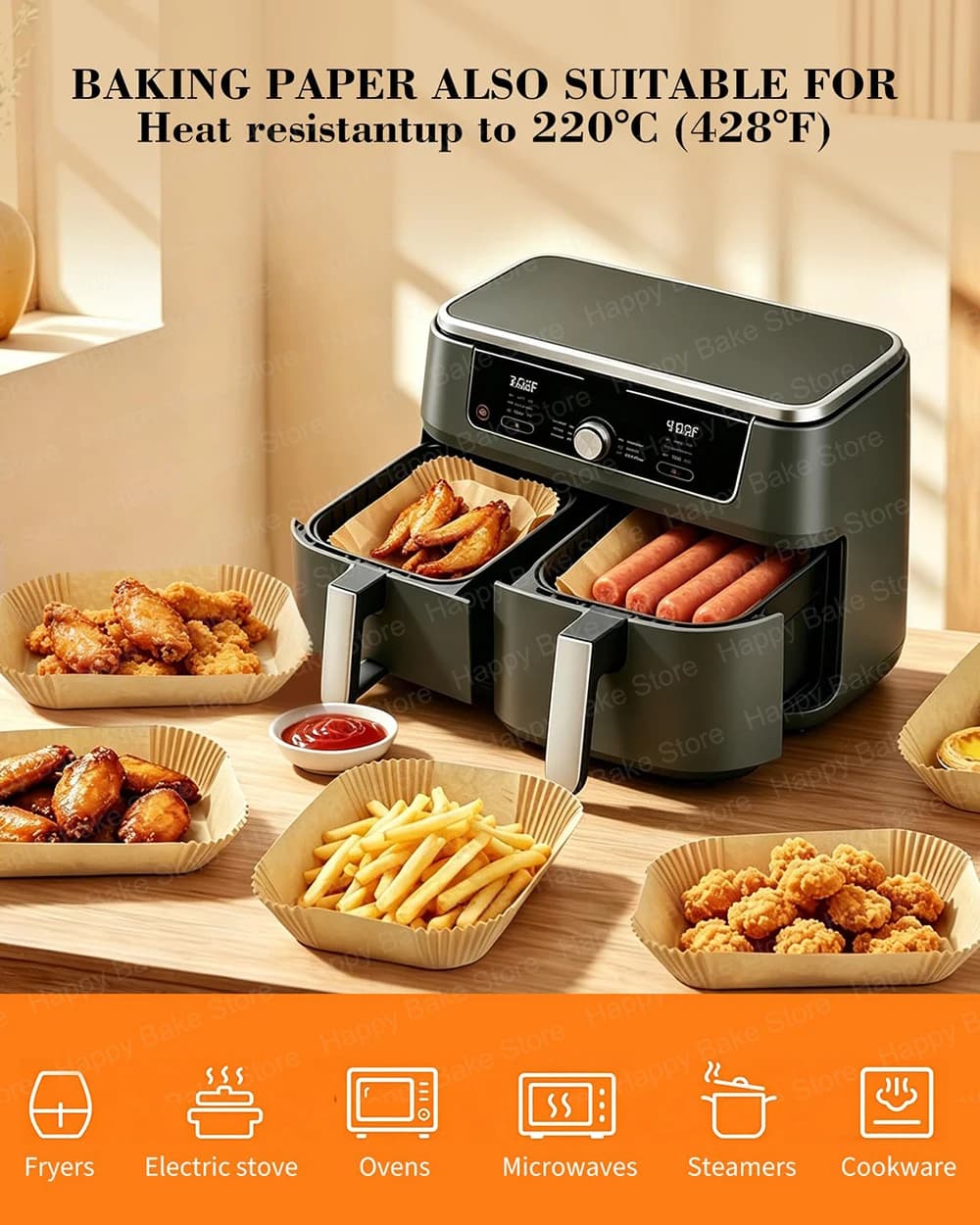Papiers de cuisson jetables pour friteuse à air