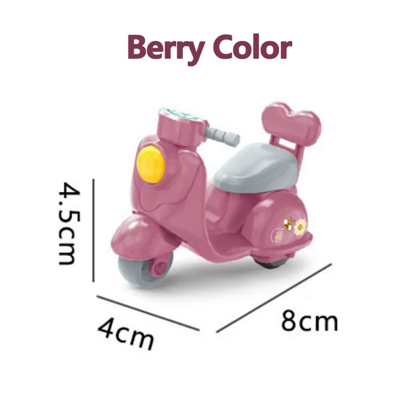 Berry couleur moto 1/12 dessin animé Q tirer voiture forêt famille maison de poupée meubles miniatures Playhouse pour fille jouet cadeaux