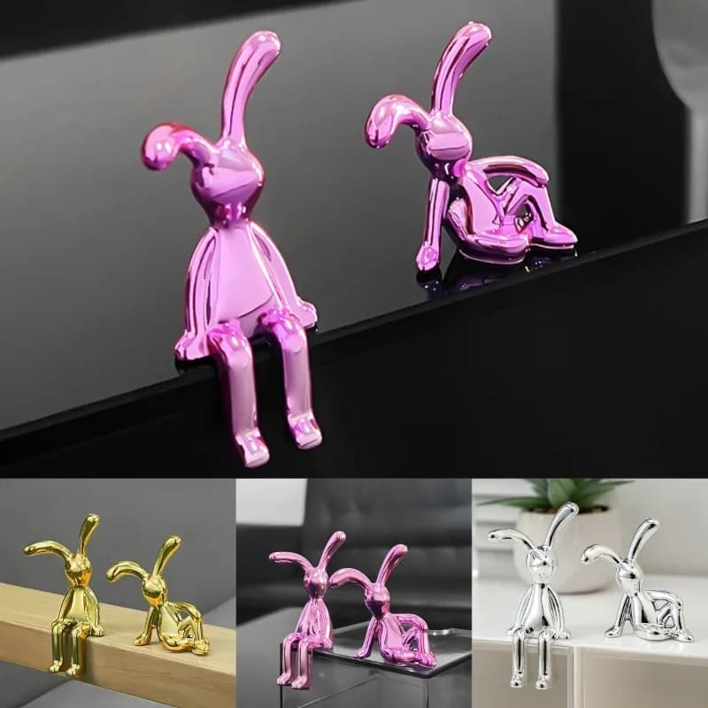Double Statue de lapin à longues oreilles