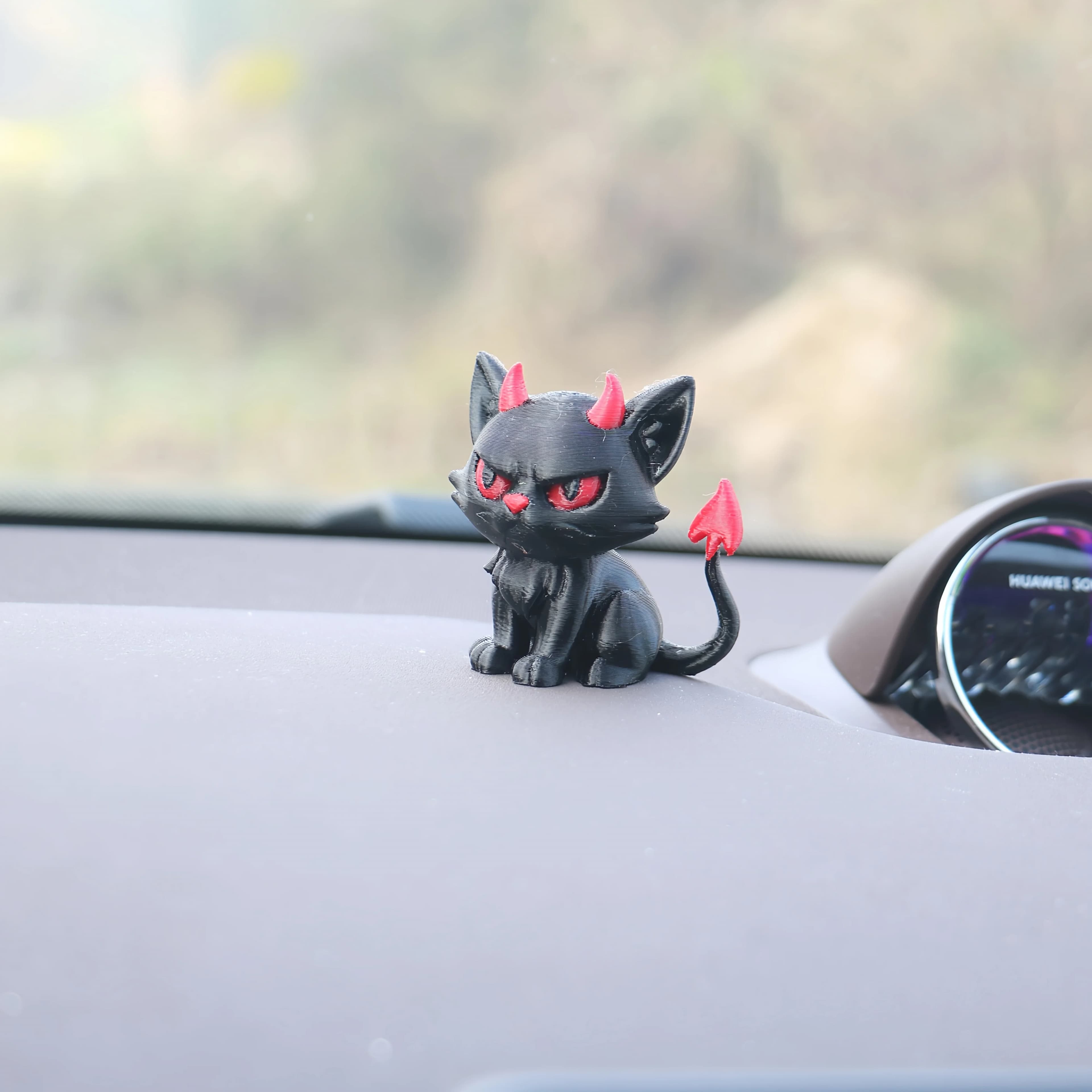 Statue de chat diable gothique – Ornement en plastique noir, décoration de bureau originale, cadeau idéal pour Halloween, Pâques et anniversaires.