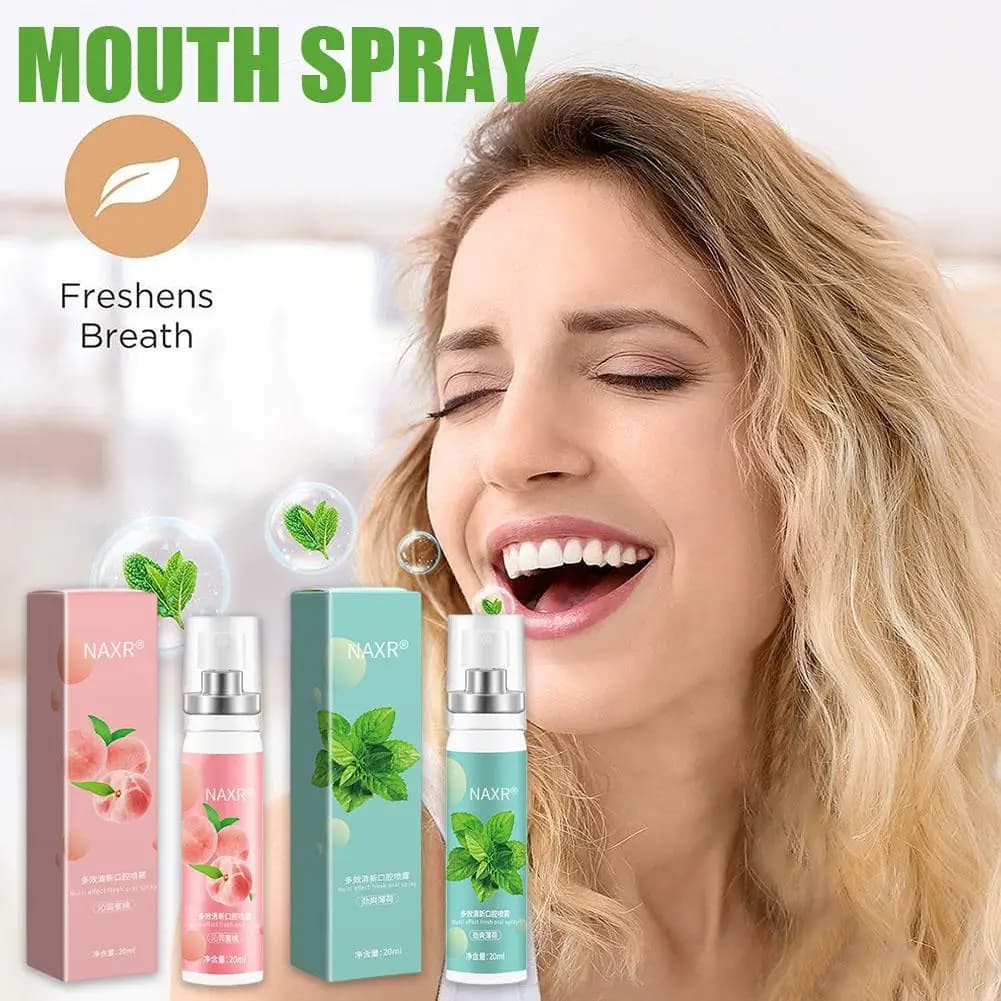 Spray probiotique pour haleine fraîche, éliminateur de mauvaise haleine orale à action rapide pour adultes, saveur de menthe et de pêche longue durée, haleine naturelle