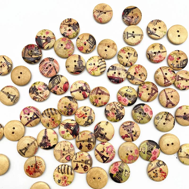 Nouveau 20mm une variété de boutons circulaires en bois dessin animé boutons visage souriant pour décoration de mariage accessoires de couture
