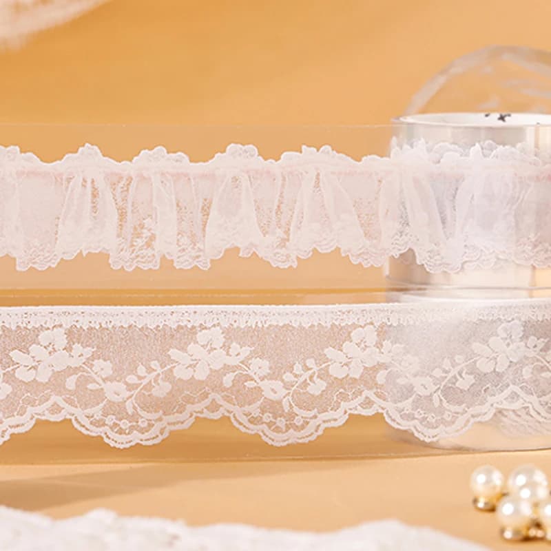 3 Rouleaux de Ruban Washi Imitation Dentelle Style Palais Français, Élégants Autocollants en Dentelle Blanche pour Décoration de Journal Créatif