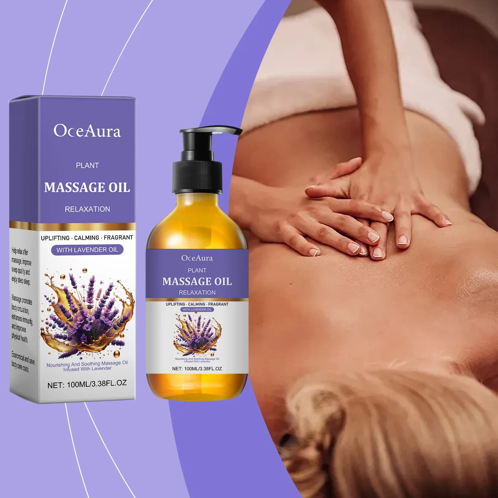 Huile de Massage relaxante à la lavande, hydratante pour le corps, lissante, douce, soulagement du Stress, douleurs musculaires, aide au sommeil, huile parfumée Gua Sha