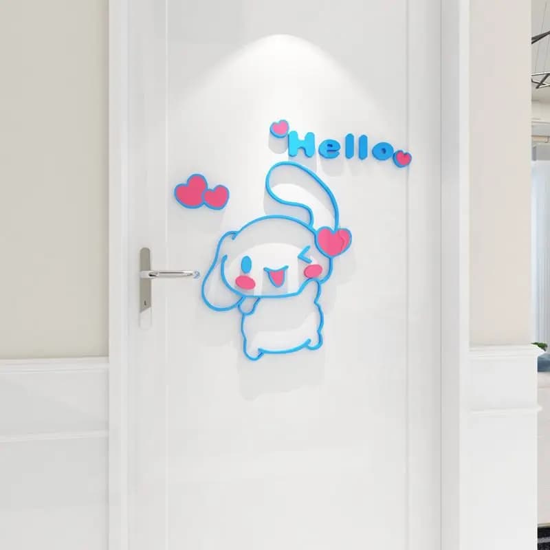 Sanrio Cinnamoroll Autocollant mural décoratif 3D en acrylique pour chambre d'enfant