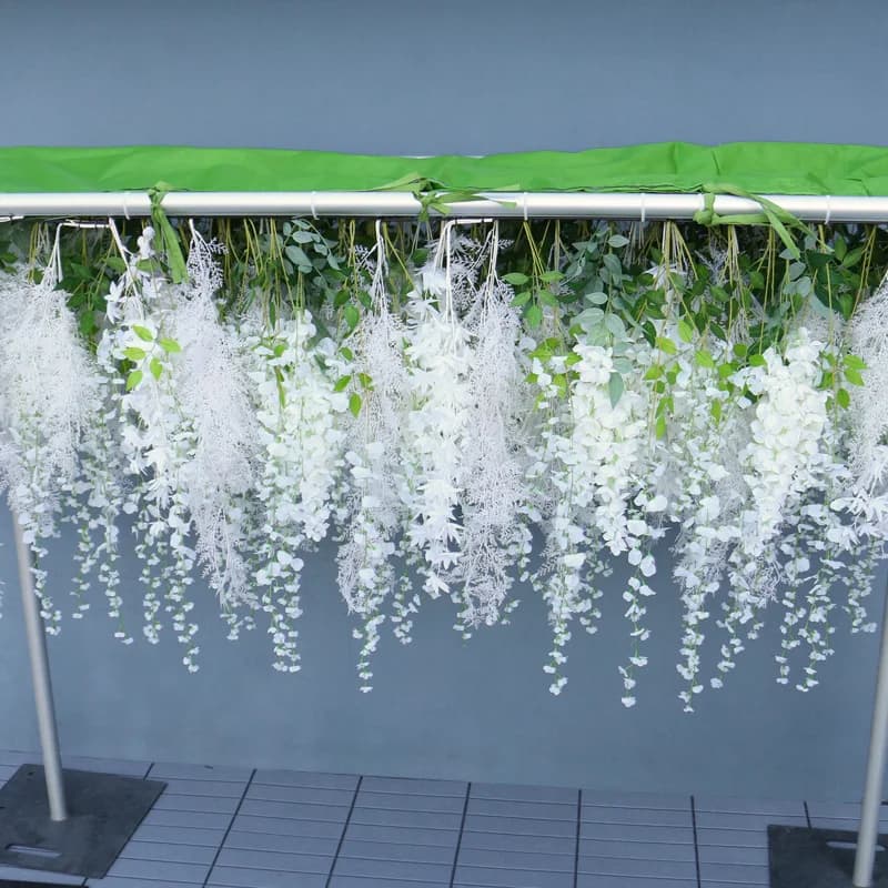 Tissu enroulable en glycine 5D pour rideau mural, mur de fleurs. Plafond, mur de plantes, arrangement d'arrière-plan de mariage