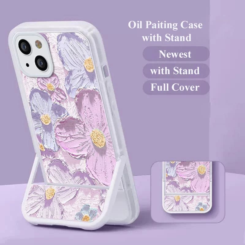 Coque de téléphone à fleurs avec peinture à l'huile
