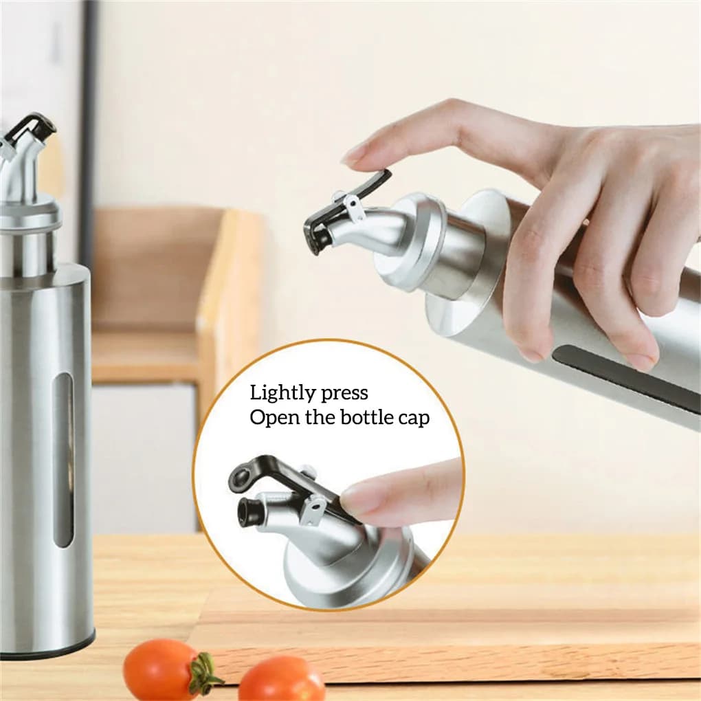 Bouteille d'huile d'olive en acier inoxydable, distributeur de Sauce anti-fuite, récipient transparent, peut outil d'assaisonnement, rôtissage, 290ml