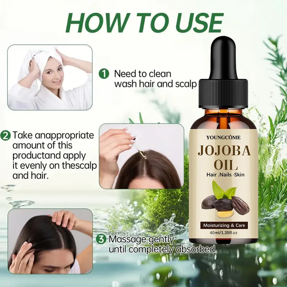 YOUNGCOME JOJOBA huile soin des cheveux huile essentielle Anti-frisottis huile pour cheveux lisses sérum Anti perte cuir chevelu Massage Spa traitements soins des cheveux