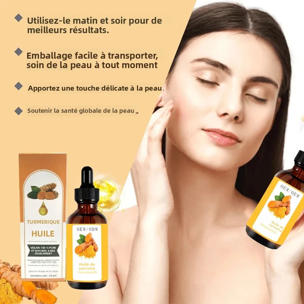Huile Nettoyante Visage au Curcuma Éclaircissante Anti-Acné et Points Noirs