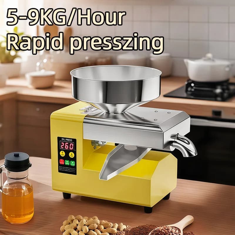 Machine à huile à pression froide/chaude, presse à huile électrique automatique à usage domestique, extracteur pour cacahuète/sésame/noix de coco/olive en acier inoxydable