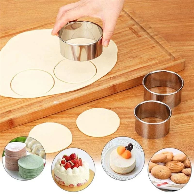 Moule à biscuits rond en acier inoxydable, 5 pièces, pour boulettes, coupe de peau, bricolage, pâtisserie, gâteau, outils de cuisson, Gadget de cuisine