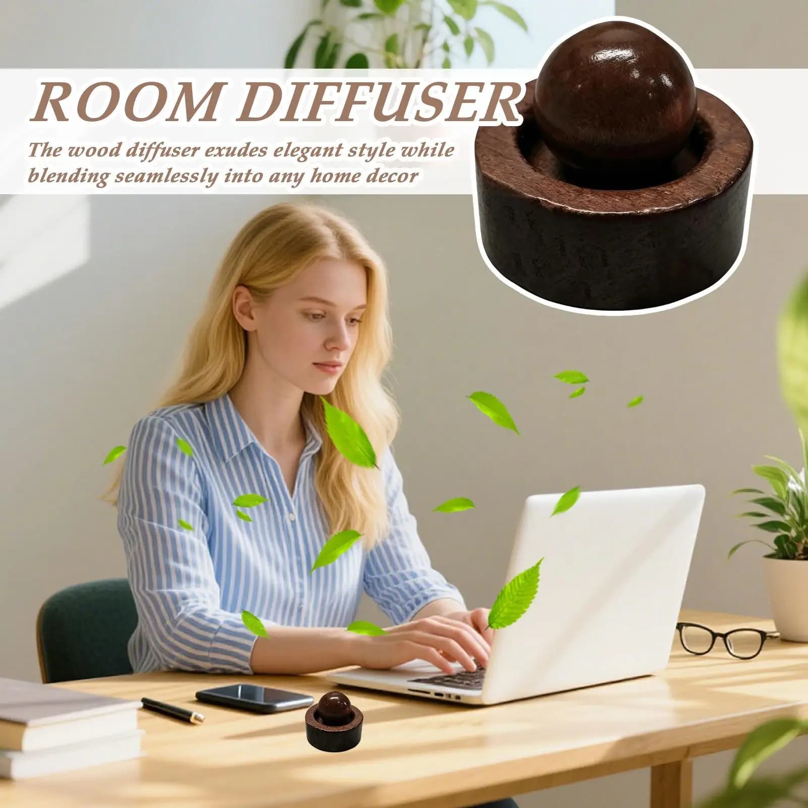 Diffuseur d'huiles essentielles pour voiture et maison, en bois, mini, mignon, diffuseur de parfum naturel, adapté à la chambre à coucher, au salon, à la salle de bain