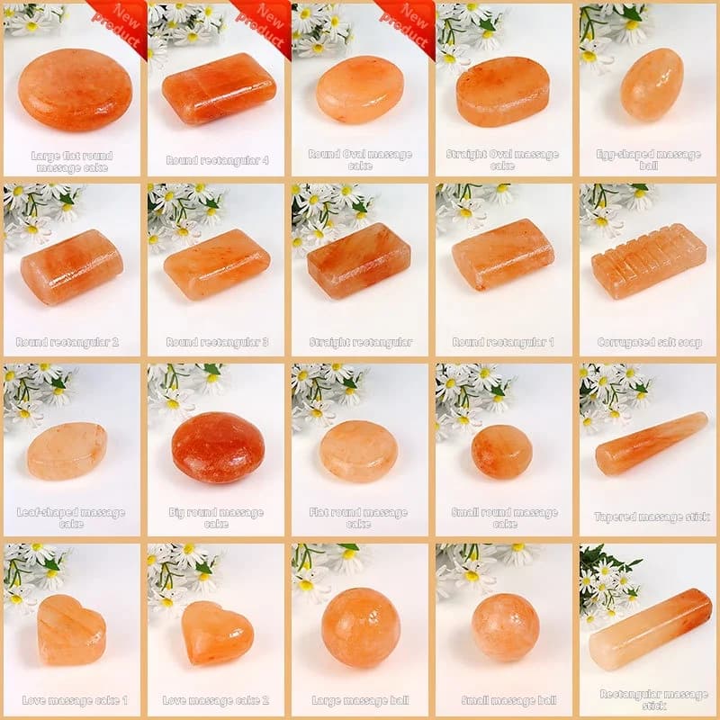 Sel de massage de l'Himalaya, charbon, sel de Regina et compresse chaude de formes diverses, savons spécialement pour le bain et le nettoyage du visage