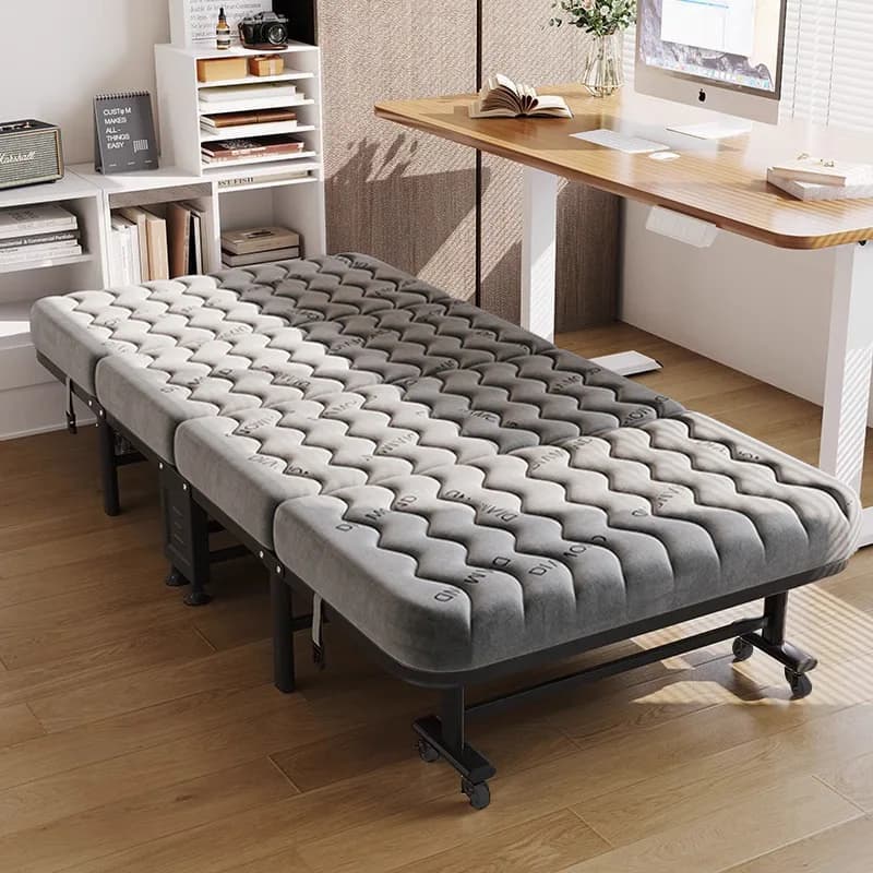 Lit pliant, meubles de lit d'invité portables, lit pliant avec 360 °   Matelas en mousse à mémoire de forme à roulettes pour le bureau, la maison, l'hôpital, le camping