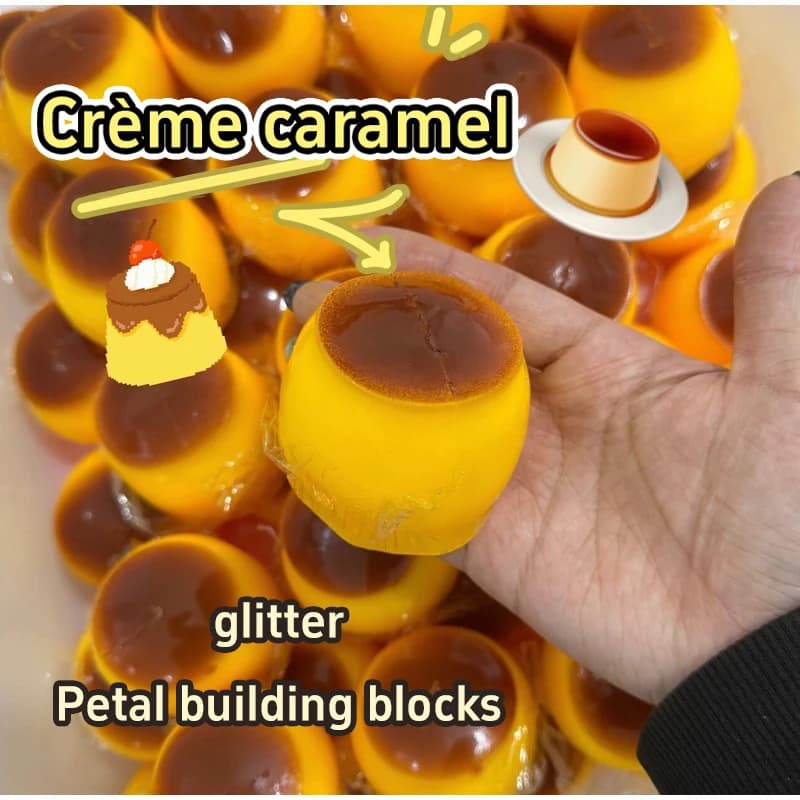 Balle à presser en forme de pudding, caramel croustillant, faite à la main, souple, portable, accessoire anti-stress DIY pour le soulagement du stress et le jeu de bureau mignon