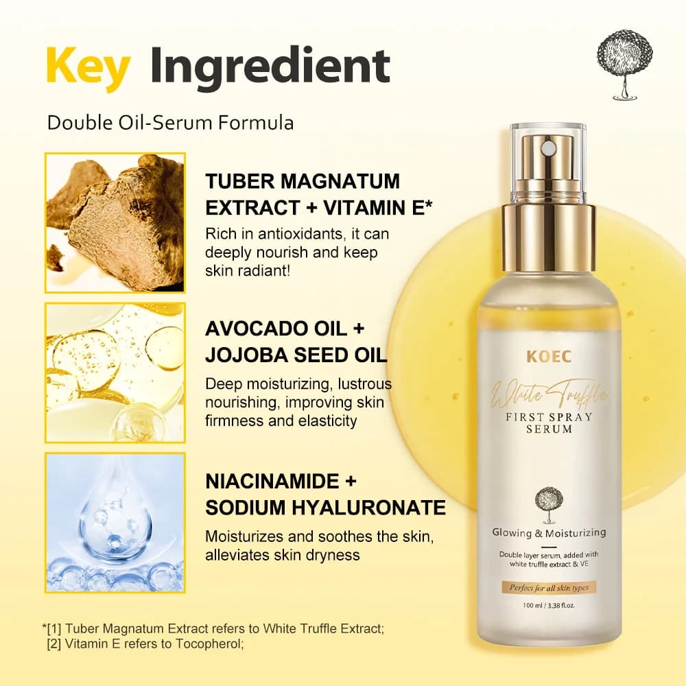 Sérum Visage Éclatant au Spray à l'Extrait de Truffe Blanche Coréenne