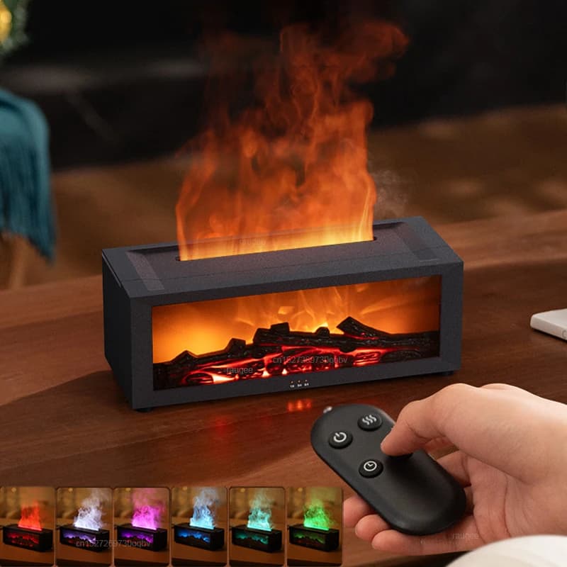 Humidificateur d'arôme de flamme, humidificateur de cheminée pour la maison, diffuseur de parfum d'aromathérapie, diffuseur d'huiles essentielles avec télécommande