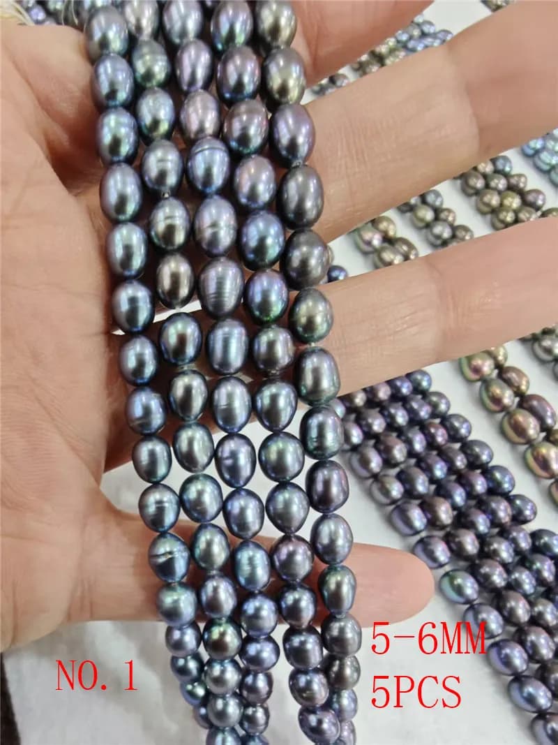 Nouveau Gros différentes tailles naturel culture noir perle d'eau douce grain de riz forme bricolage perles en vrac