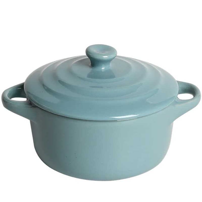 Bol Borscht léger luxe en céramique petite tasse à soupe avec couvercle double oreille ragoût pot maison nid d'oiseau