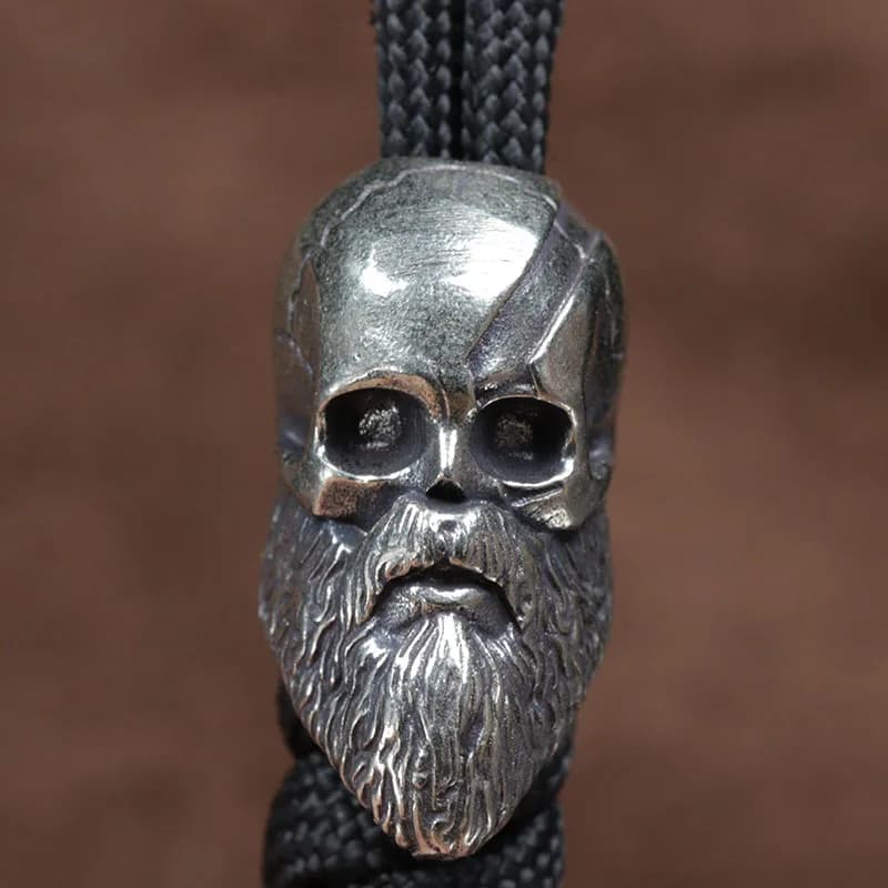 Perles de couteau en laiton, motif Longue Barbe Spartan Grand Guerrier Dieu de la Guerre, pour EDC, activités de plein air, DIY, pendentifs pour cordon tressé en paracorde, accessoires de bijouterie