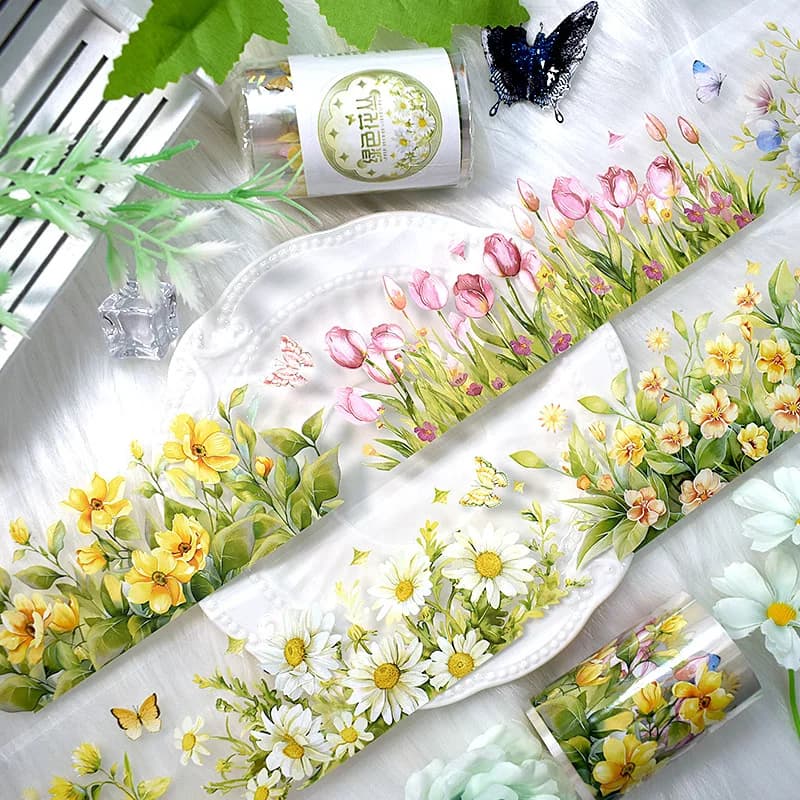 Rouleau d'autocollants Washi en PET, 2 m/rouleau, ruban de masquage décoratif Transparent pour Scrapbooking, fournitures pour journal intime, artisanat de bricolage
