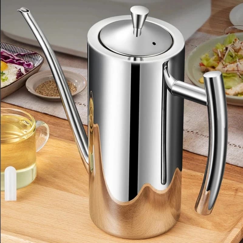 Pot d'huile en acier inoxydable 304, réservoir d'huile de cuisine, Sauce, vinaigre, anti-goutte, anti-poussière, conteneur de stockage d'huile pour stocker des outils de cuisine