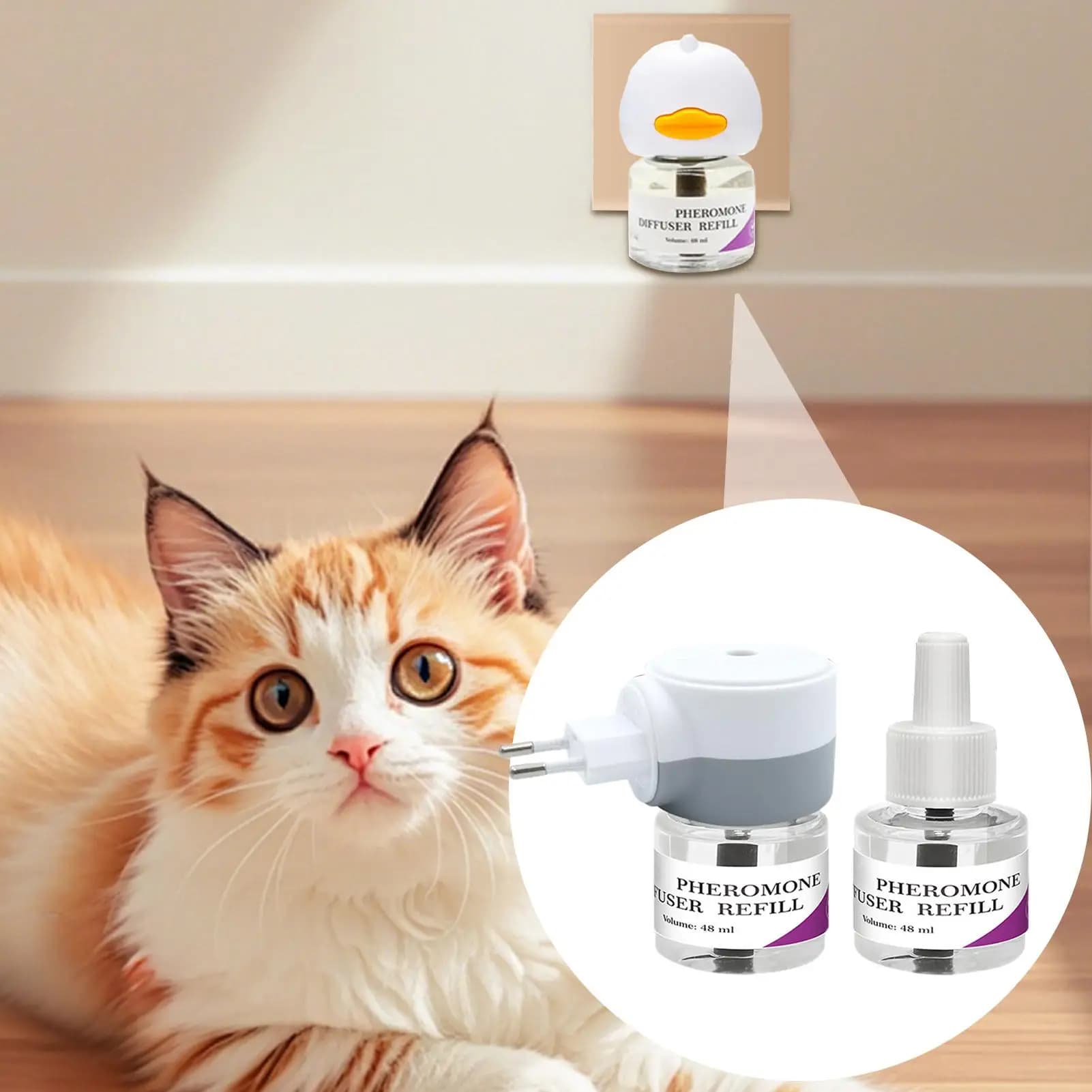 48ml 1 diffuseur 2 phéromones liquides apaisants stabilisation des émotions Anti-Stress chauffage électrique chat ensemble d'agent de phéromone apaisant