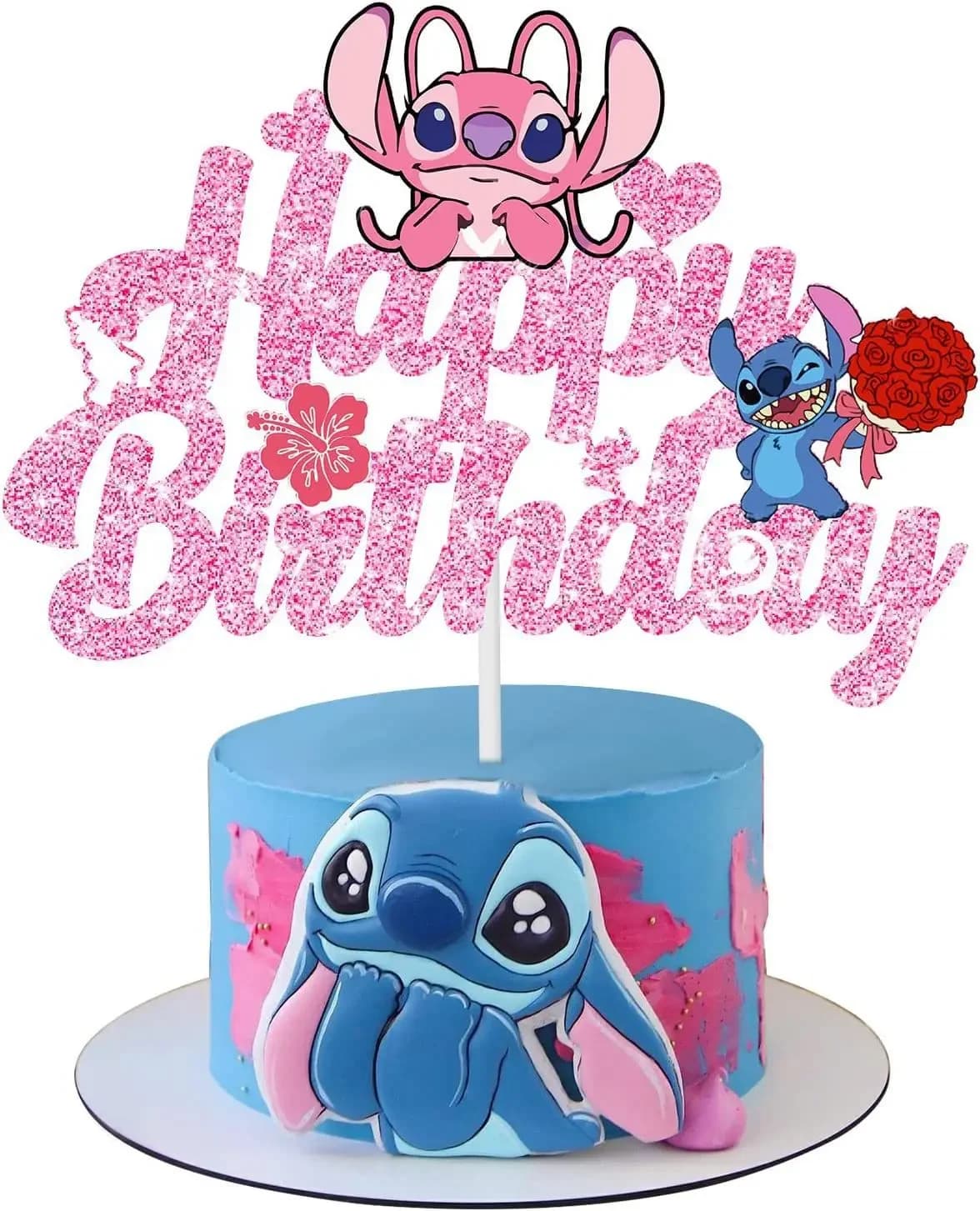 Lilo point décoration de gâteau Anime Bluey gâteau Topper carte enfants fournitures de fête d'anniversaire bébé anniversaire drapeau cadeau