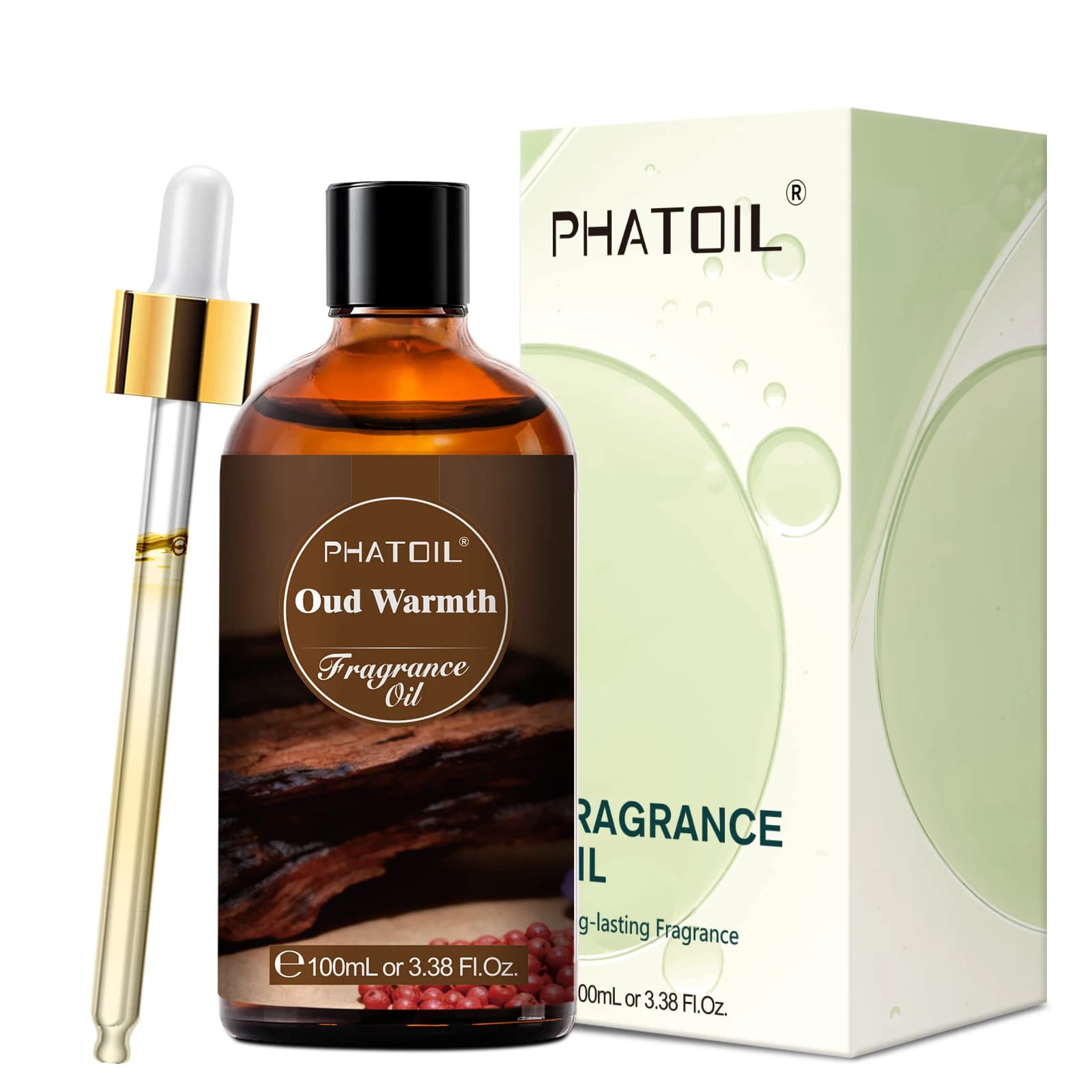 PHATOIL 100ml Huile parfumée Oud Warmth pour diffuseur d'aromathérapie, senteur Santal Chaud, Vanille, Ambre, Orchidée Noire