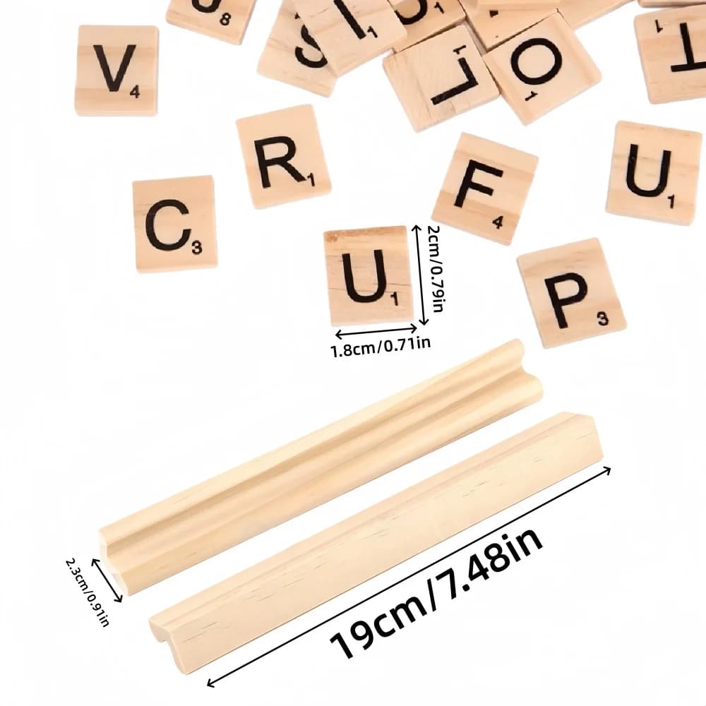 100 pièces de tuiles de Scrabble en bois, lettres en bois pour artisanat, décoration DIY, et sous-verres en bois pour l'orthographe