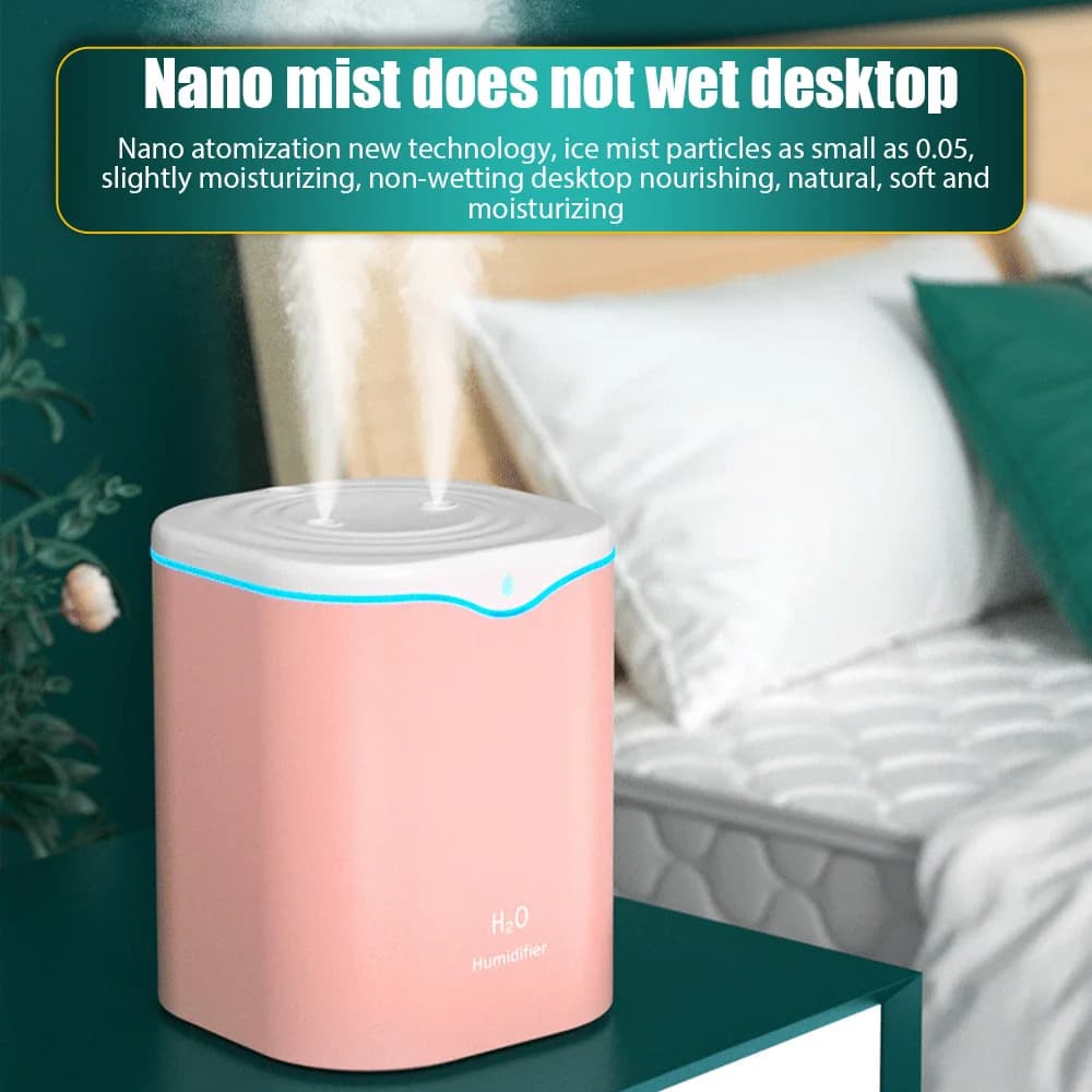 Humidificateur à double pulvérisation de grande capacité 2L, USB, diffuseur d'arôme de bureau et de maison, purificateur de brume, huile essentielle, humidificateur d'air