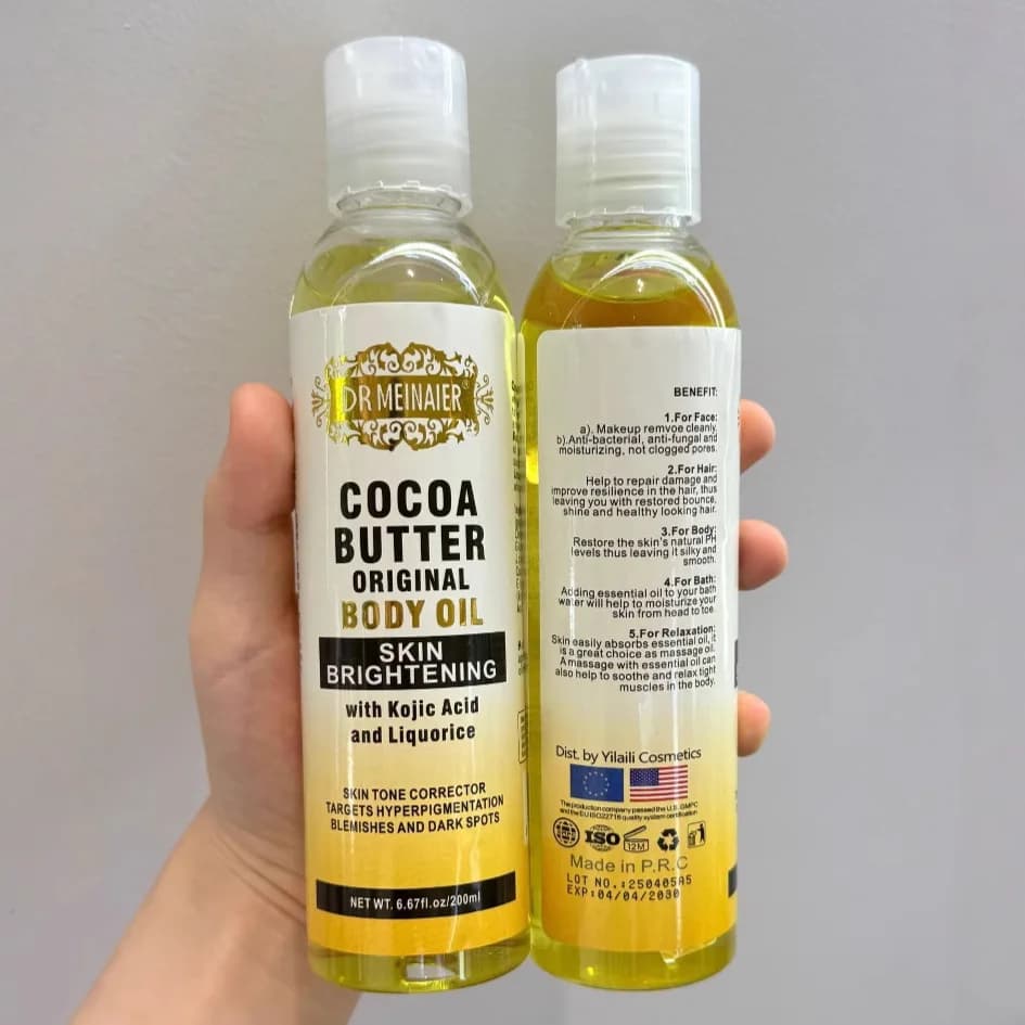 Huile de soin pour le corps au beurre de cacao, 118ML, hydrate et nourrit la peau, huile essentielle pour tout le corps de grande capacité