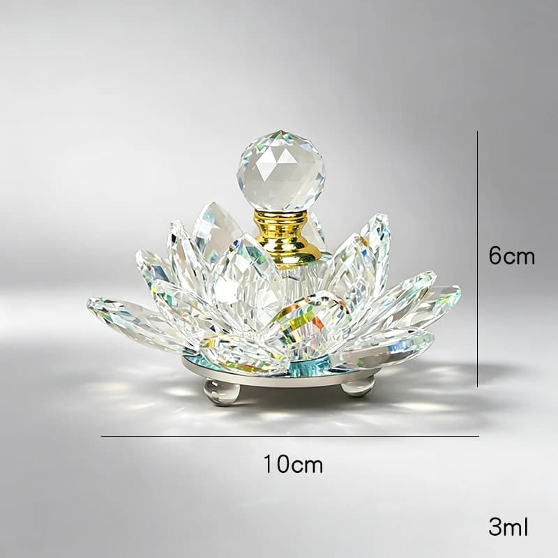 Flacon d'huile essentielle décoratif en cristal en forme de lotus