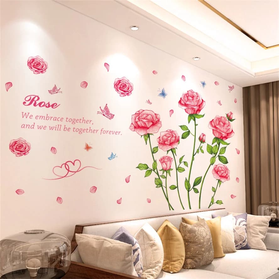 Autocollants muraux violets lavande pour salon, sparadrap muraux auto-adhésifs à fleurs et papillons, décorations murales pour chambre à coucher et maison, DIY bricolage