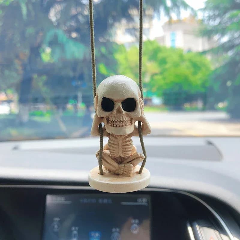 Squelette de balançoire fantôme, décoration intérieure de voiture, squelette en résine, pendentif de rétroviseur automatique pour accessoires de voiture