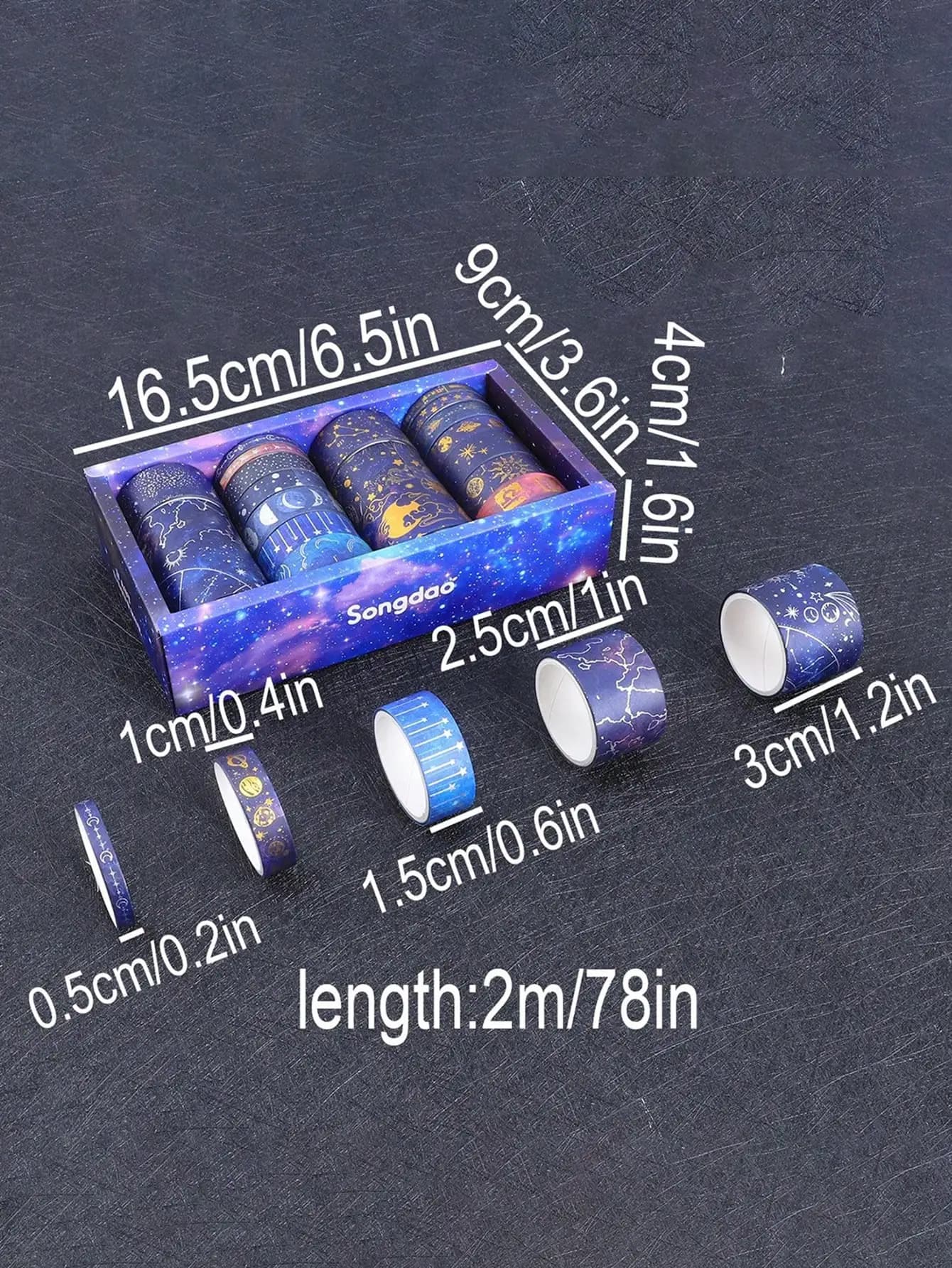 20 rouleaux de ruban washi à motifs planètes et univers, ciel étoilé vaste, avec estampage argent chaud, autocollants mignons pour la décoration de carnets scolaires