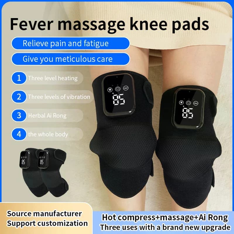 Masseur électrique de genou 3 en 1, chauffage des articulations des jambes, Vibration, attelle de coude, soulagement de l'arthrite, Fatigue, soutien du genou