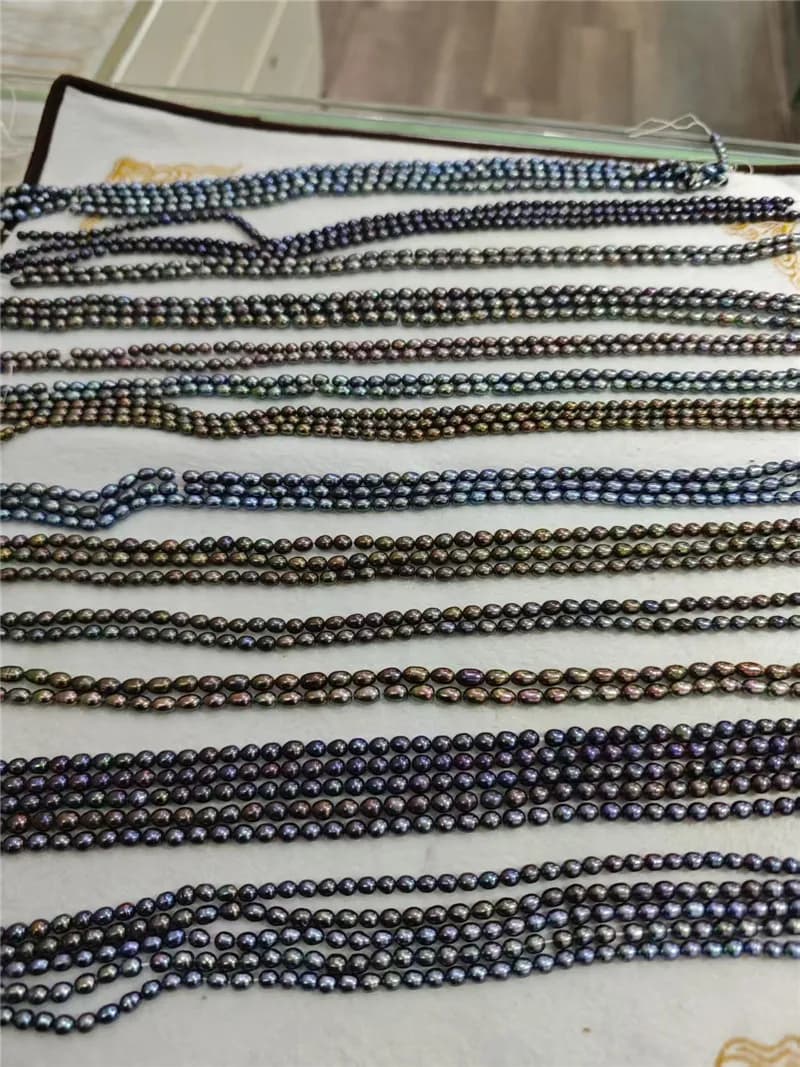 Nouveau Gros différentes tailles naturel culture noir perle d'eau douce grain de riz forme bricolage perles en vrac