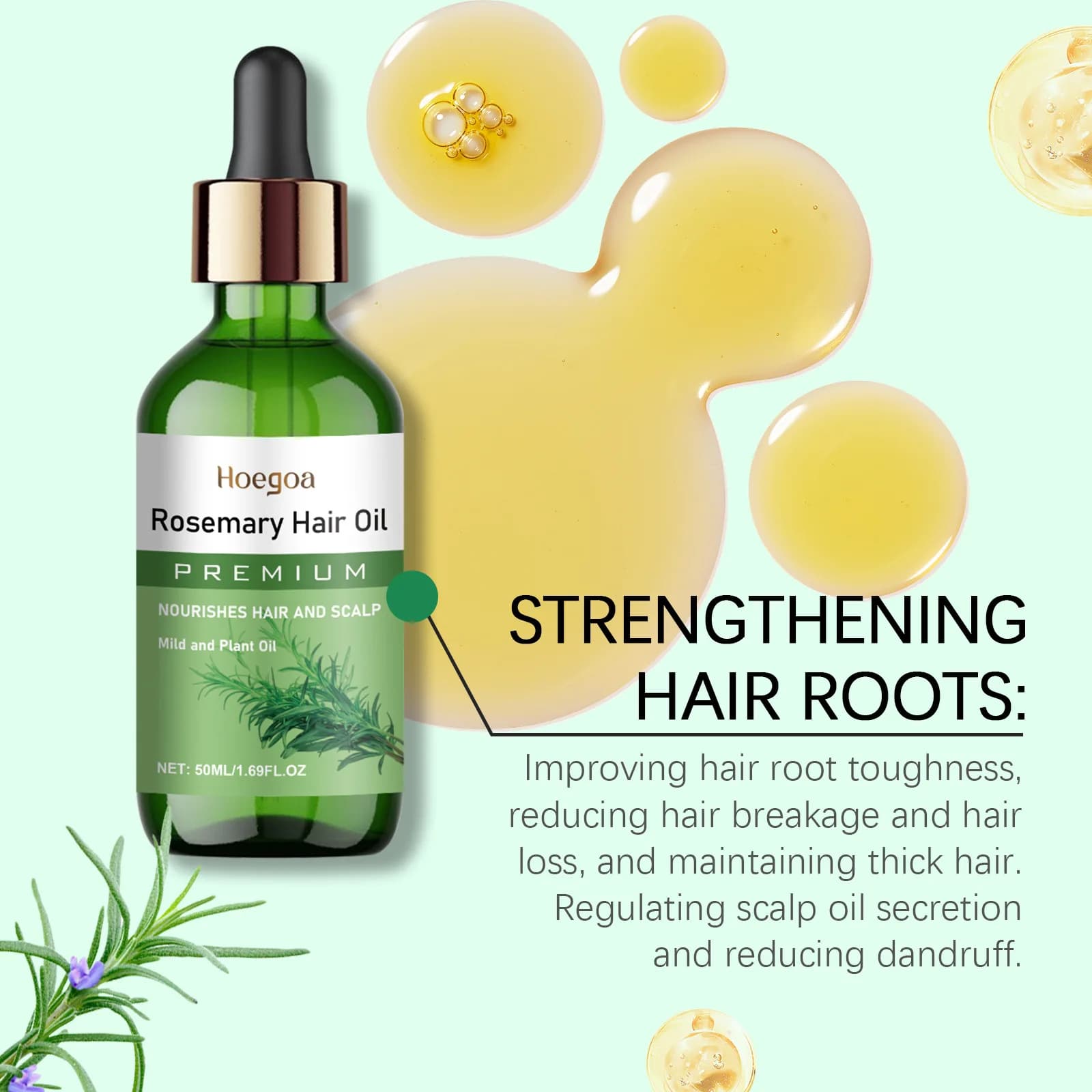 Huile essentielle de romarin pour cheveux, forte repousse lisse, épaissir les cheveux, traitement amincissant, huile revitalisante nourrissante, produit chaud, cadeaux