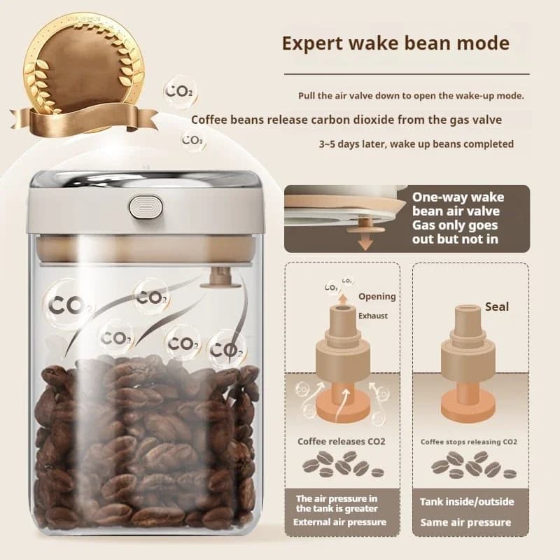 Bocaux de stockage des aliments, conservation des grains de café scellés sous vide, étanche à l'humidité, récipient hermétique pour céréales, collations, sucre